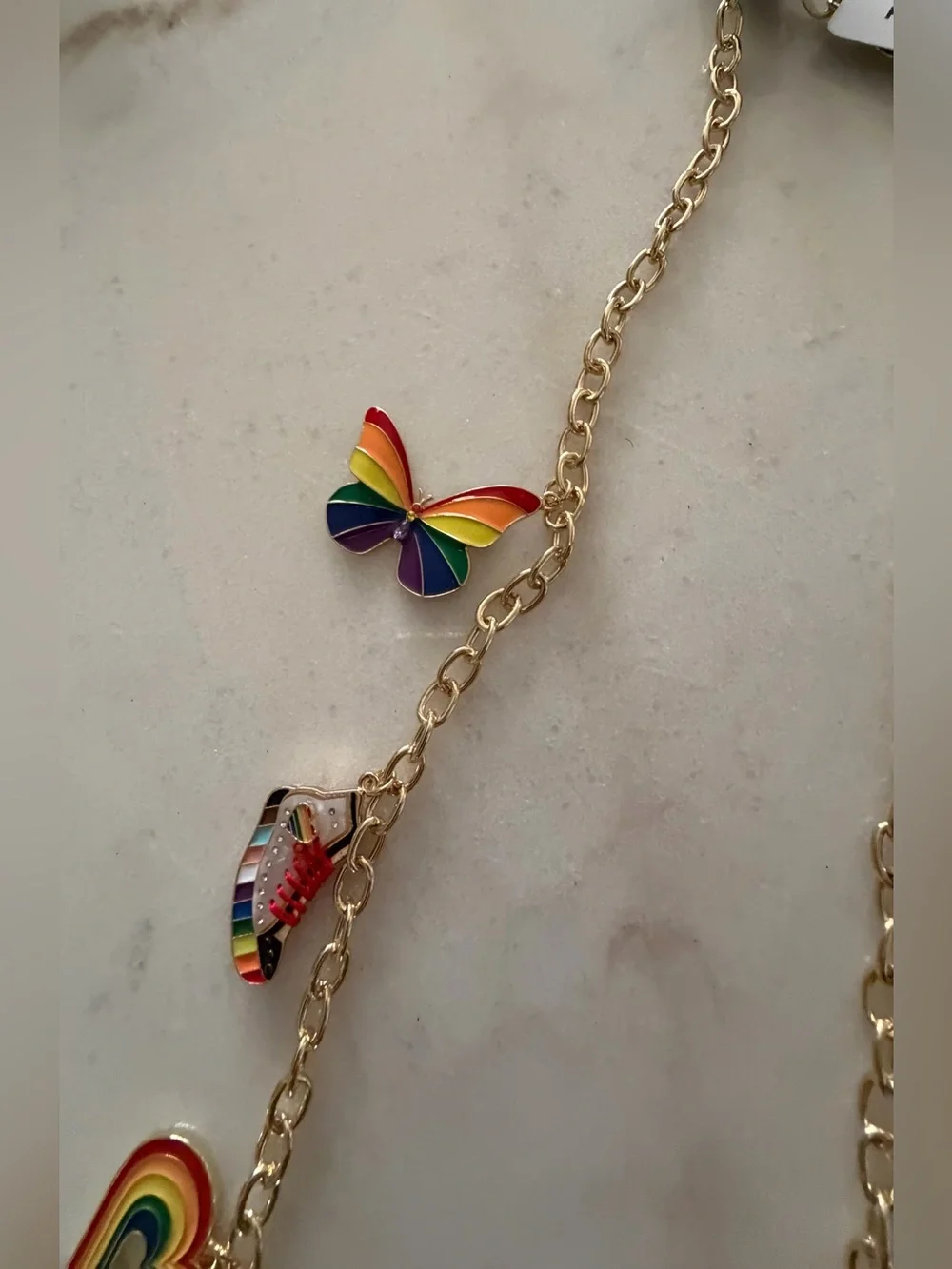 Torrid Gold Tone Chain Pride Belt With Enamel Charms Women’s Size 1/2 NWT
